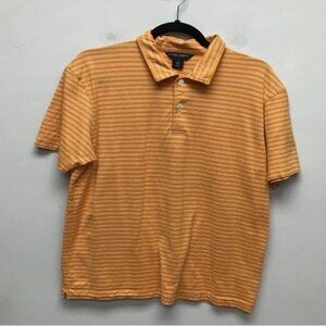 Banana Republic Mens Polo Shirt Orange Stripe Short Sleeve Pullover Peru L